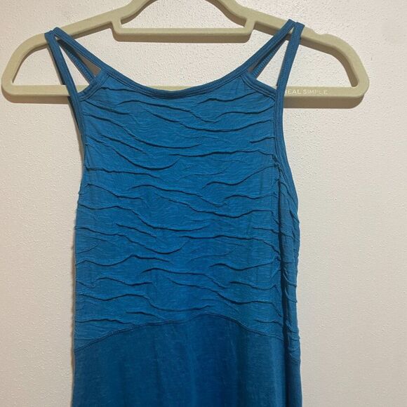 Toad&Co Size S Sambasol Dress Blue Textured Organic Cotton Strappy Sleeveless - Picture 4 of 11